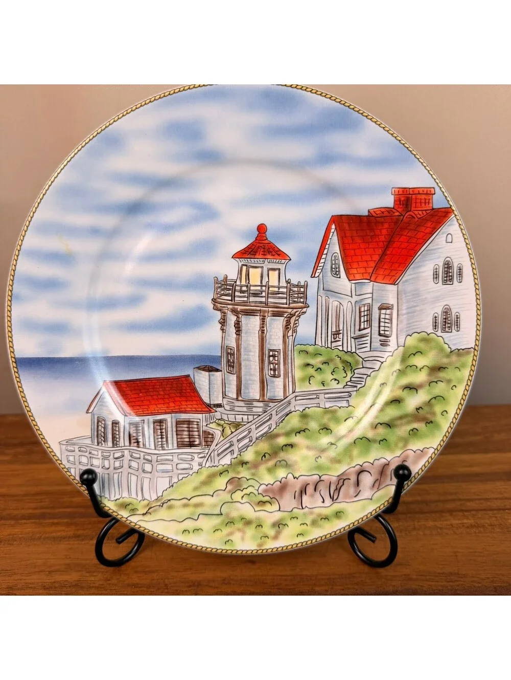 Royal Norfolk Decorative Lighthouse Scene Porcelain Plate 7.5 Inch